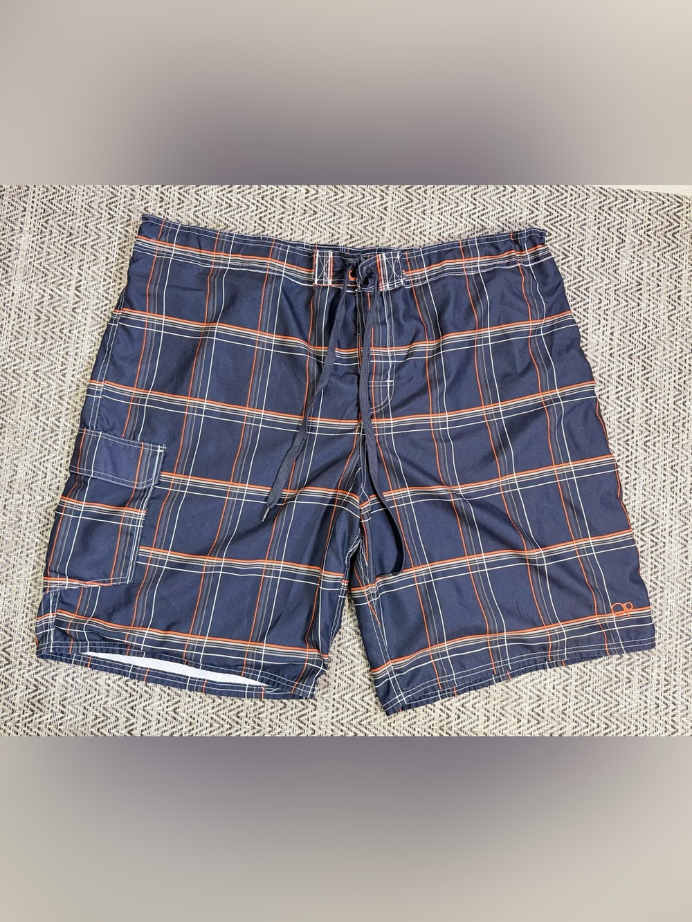 OP Ocean Pacific Swim Trunks Mens 2XL 44-46 Plaid Board Shorts Cargo Pocket